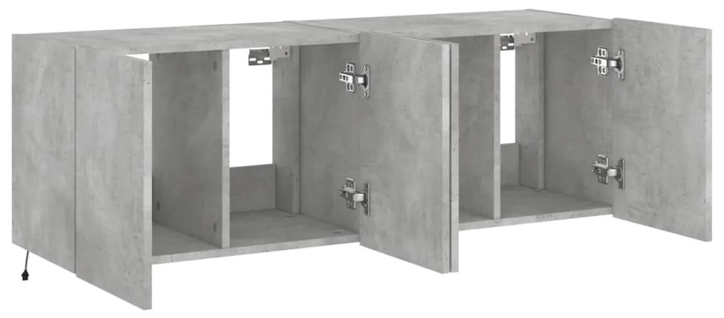 Móveis de parede para TV com luzes LED 2 pcs cinzento cimento