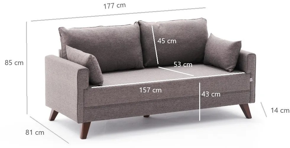 Sofá de 2 Lugares Bella – Castanho – 177x85x81 cm