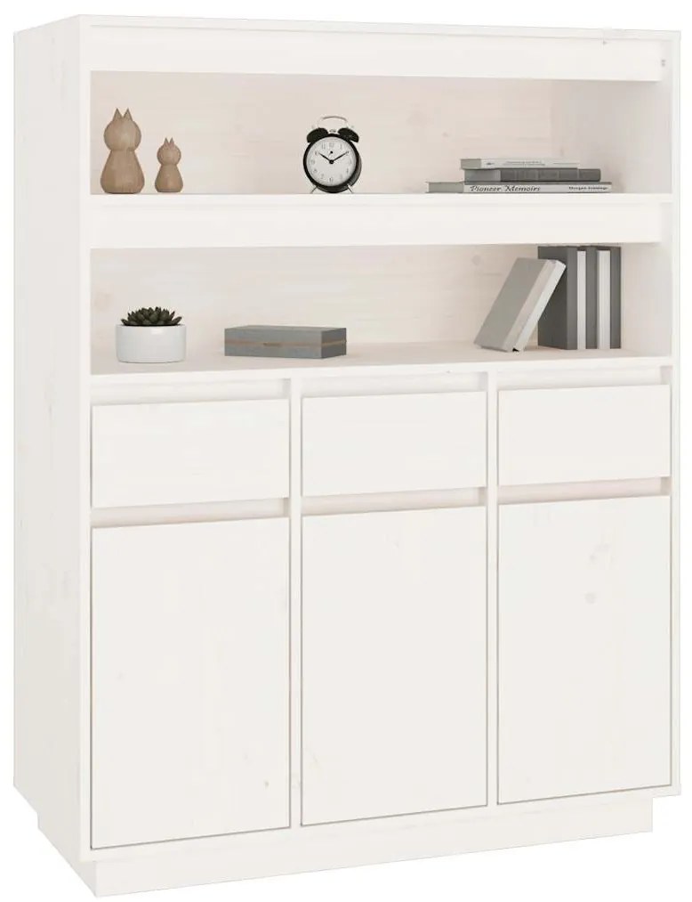 Aparador alto 89x40x116,5 cm madeira de pinho maciça branco