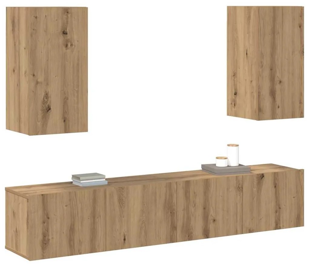 Conjunto de móvel de TV 4 pcs carvalho artisiano Médio