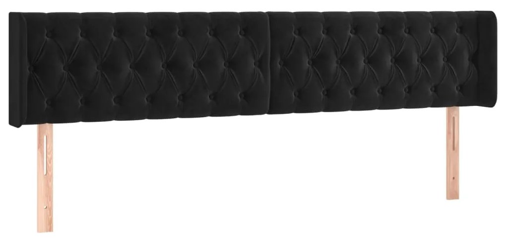 Cabeceira de cama c/ luzes LED veludo 203x16x78/88 cm preto