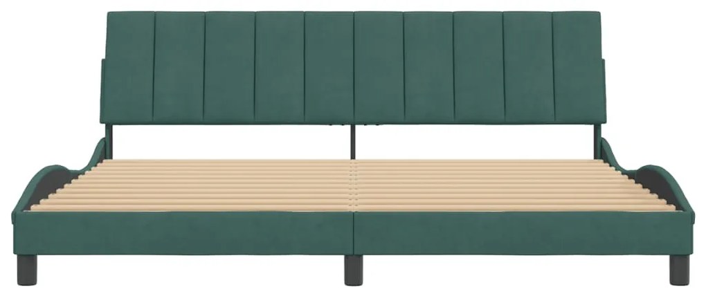 Estrutura de cama sem colchão 200x200 cm veludo verde-escuro