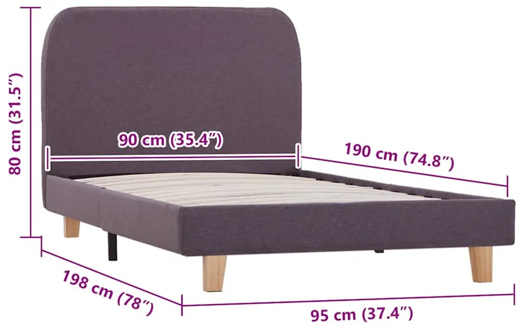 Estrutura de cama sem colchão 90x190 cm tecido