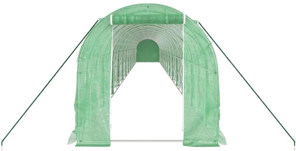 Estufa com estrutura de aço 48 m² 24x2x2 m verde