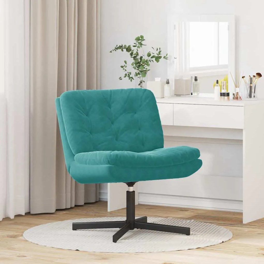 Cadeira Relaxante Giratória Turquesa 63 x 75 x 76 cm Veludo