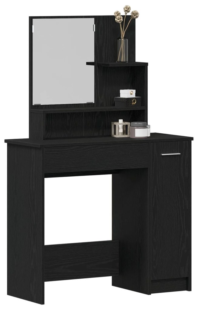 Mesa de Maquilhagem em Carvalho Preto com Espelho - 86,5 x 35 x 136 cm