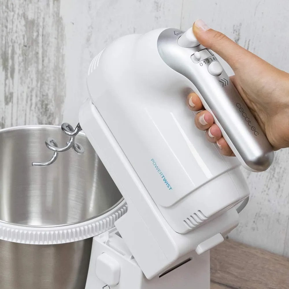 Batedeira de 500 W PowerTwist 500 Steel, Tigela de aço inoxidável autorrotativa de 3,5 L, 5 níveis de velocidade, Função Turbo, Design Ergonómico, 3 a