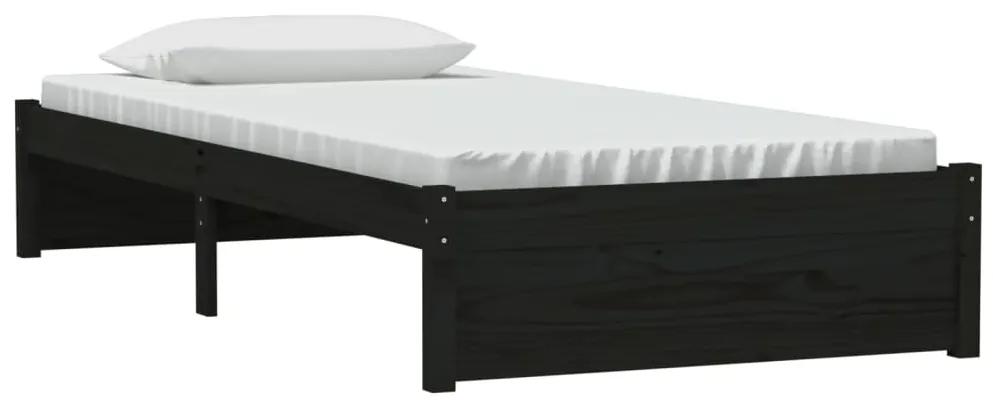 Estrutura de cama solteiro 90x190 cm madeira maciça preto
