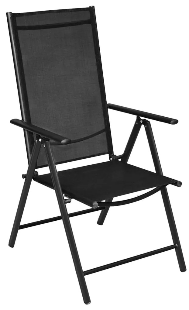 Cadeiras de jardim dobráveis 2 pcs alumínio e textilene preto