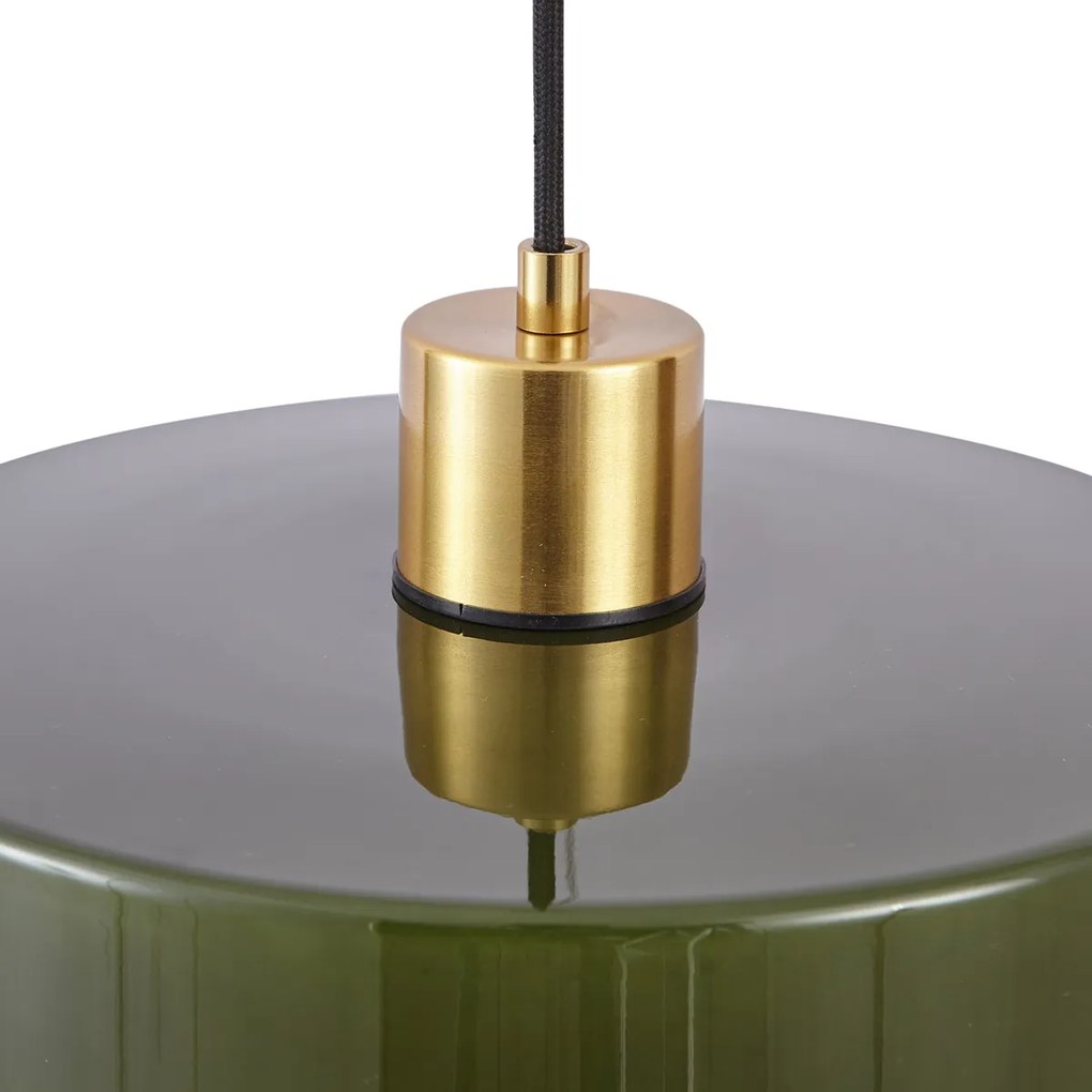 Candeeiro suspenso retro dourado com vidro verde - Jina Retro