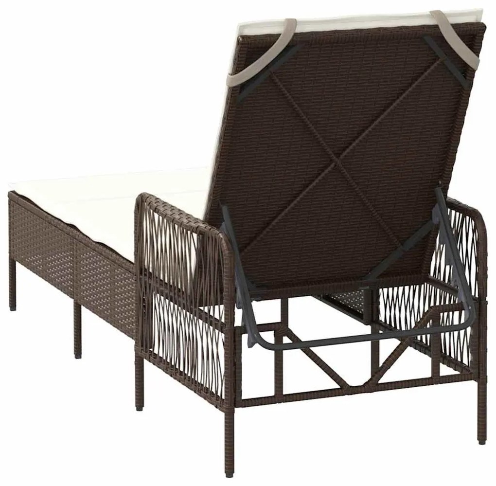 Espreguiçadeira Marrom e branco creme Vime PE 157 x 55 x 92 cm