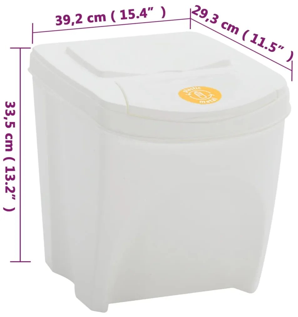 Caixotes do lixo empilháveis 4 pcs 100 L polipropileno branco