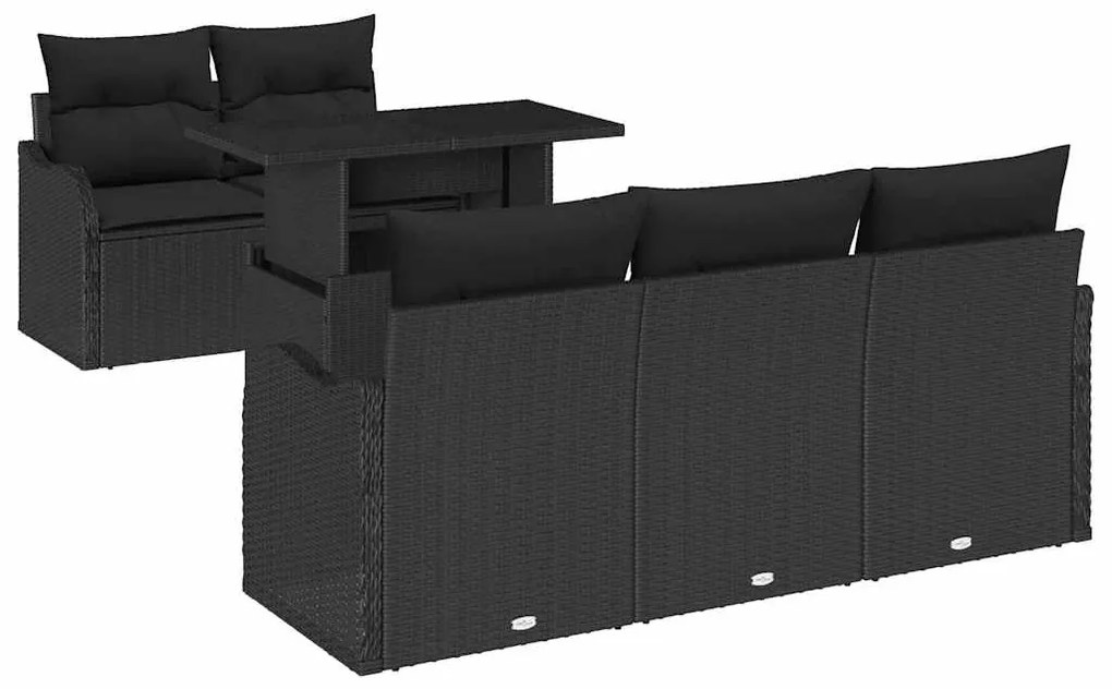 Conjunto de Sofás Jardim de 6 Peças com Almofadas Rattan de Polipropil
