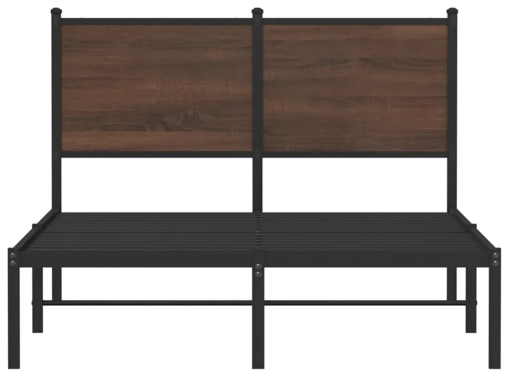 Estrutura de cama sem colchão 120x190cm metal carvalho castanho
