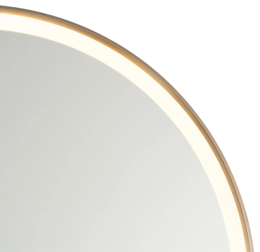 Espelho de casa de banho ouro rosa 70 cm Incl. LED regulável em 3 níveis com toque redondo - Miral Moderno