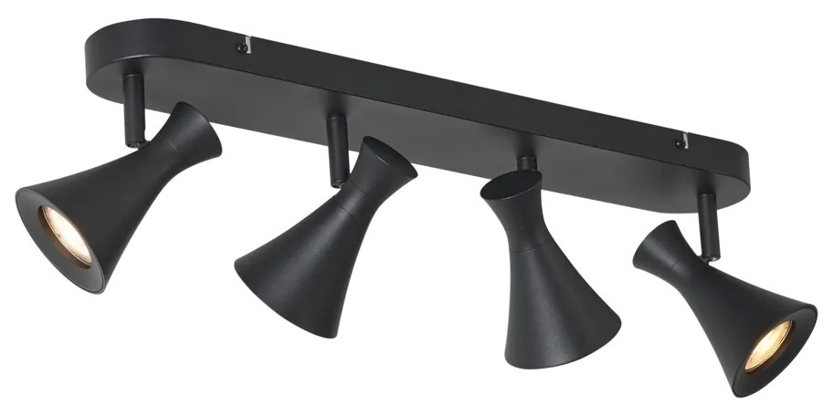 Foco de teto moderno preto 4 luzes giratório e inclinável - Triangle
