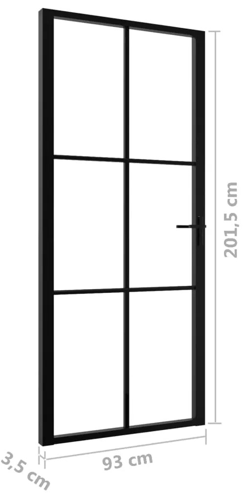 Porta de interior em vidro ESG e alumínio 93x201,5 cm preto