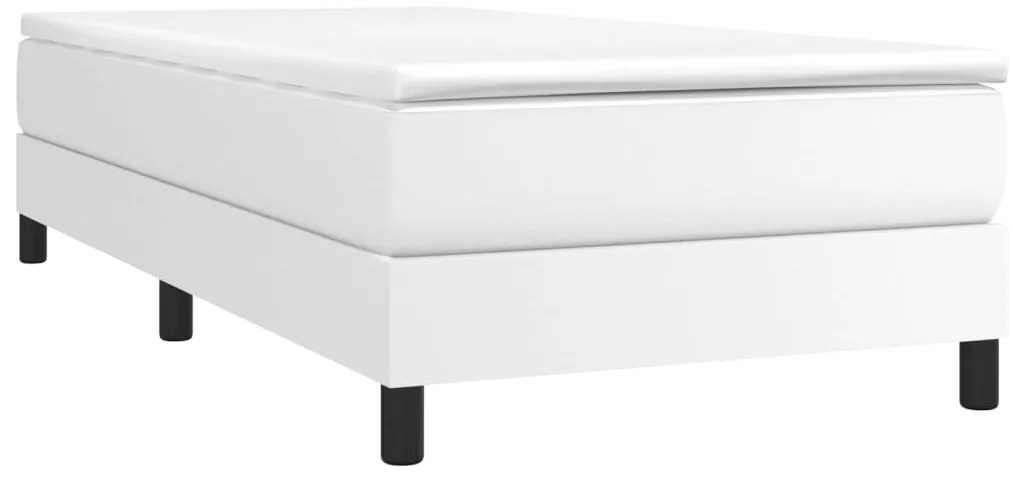 Cama com molas/colchão 90x190 cm couro artificial branco