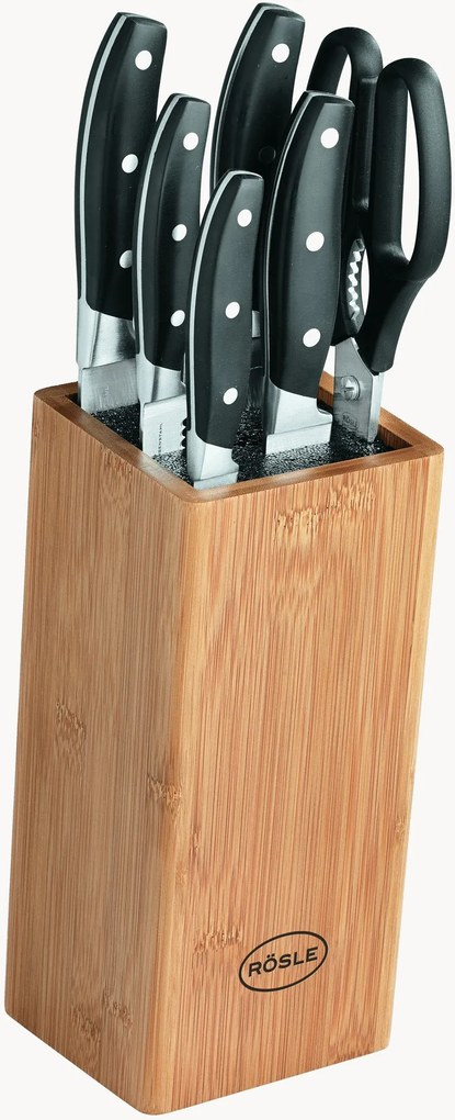 Bloco de facas com 5 facas e 1 tesoura Cuisine, conjunto de 7