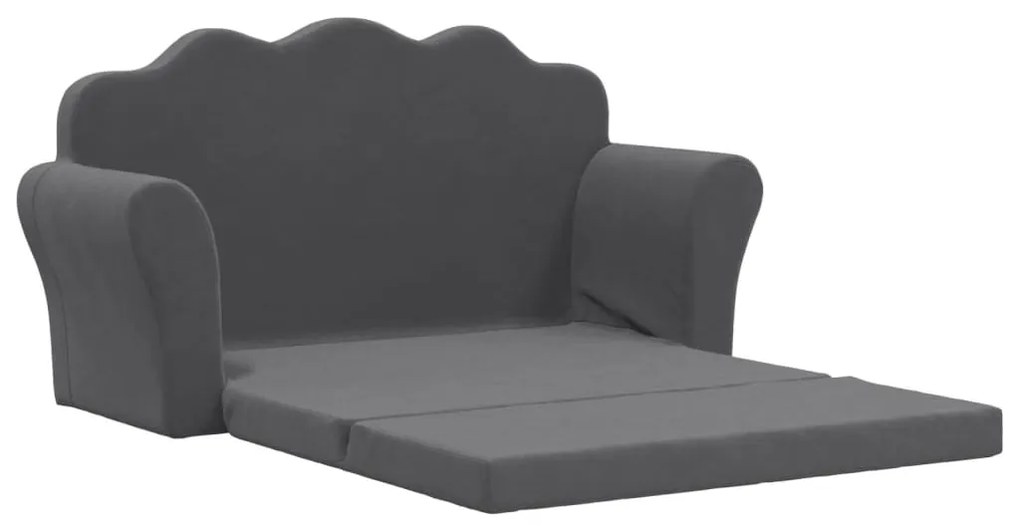 Sofá-cama infantil de 2 lugares pelúcia macia antracite