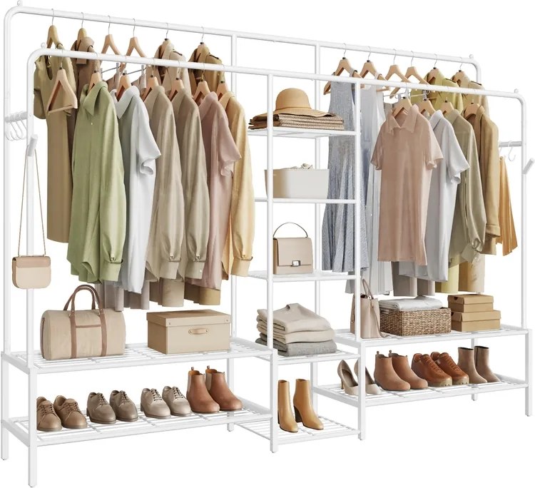 Guarda roupa aberto com 9 prateleiras para quarto 45 x 195 x 172,8 cm, branco