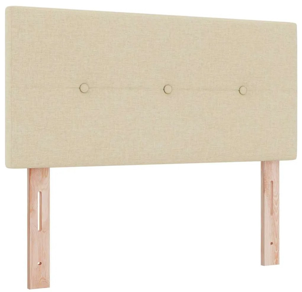 Cama Box Spring com Colchão &amp; LED Creme 100x200 cm Tecido