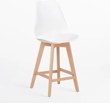 Banco Alto Nórdico Com Almofada De Couro Sintético Branco & ↑65 Cm - Sklum