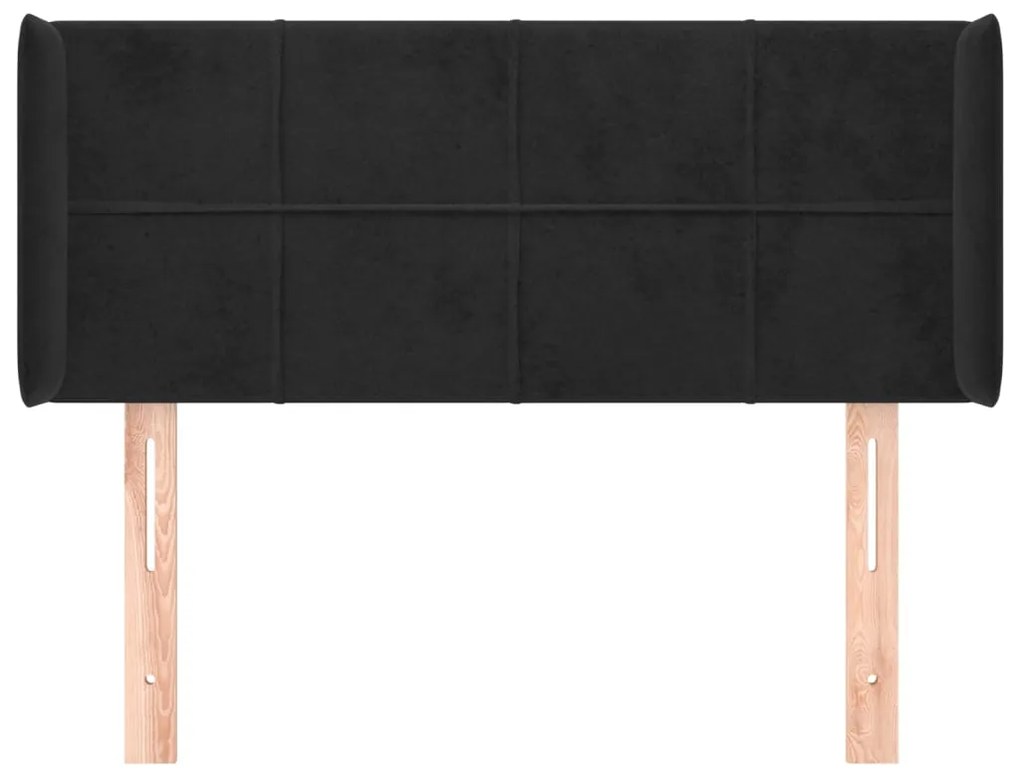 Cabeceira de cama c/ abas veludo 103x16x78/88 cm preto