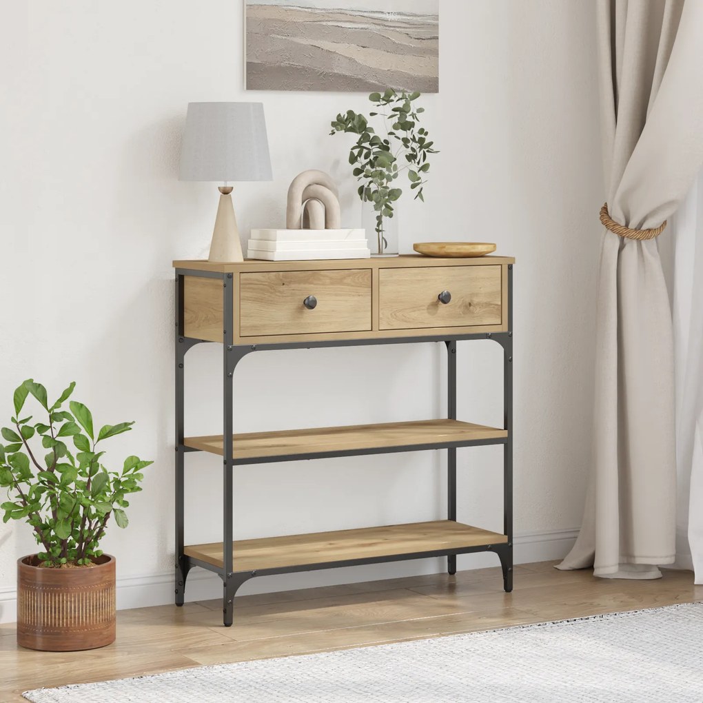 Mesa de Console vidaXL Carvalho Artisan 72,5x25x75 cm Madeira Engineer