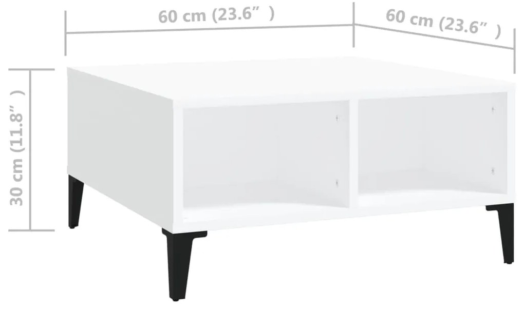 Mesa de centro 60x60x30 cm contraplacado branco
