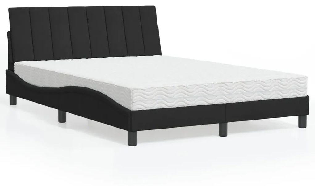 Cama com colchão 140x200 cm veludo preto