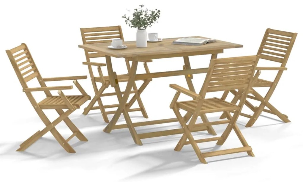 Conjunto de jantar p/ jardim 5 pcs madeira de acácia maciça
