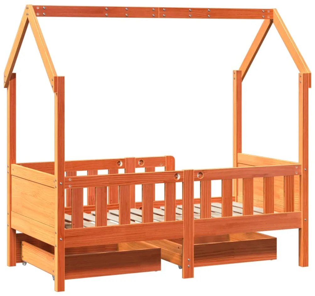 Estrutura de cama infantil c/ gavetas 80x160 cm pinho maciço