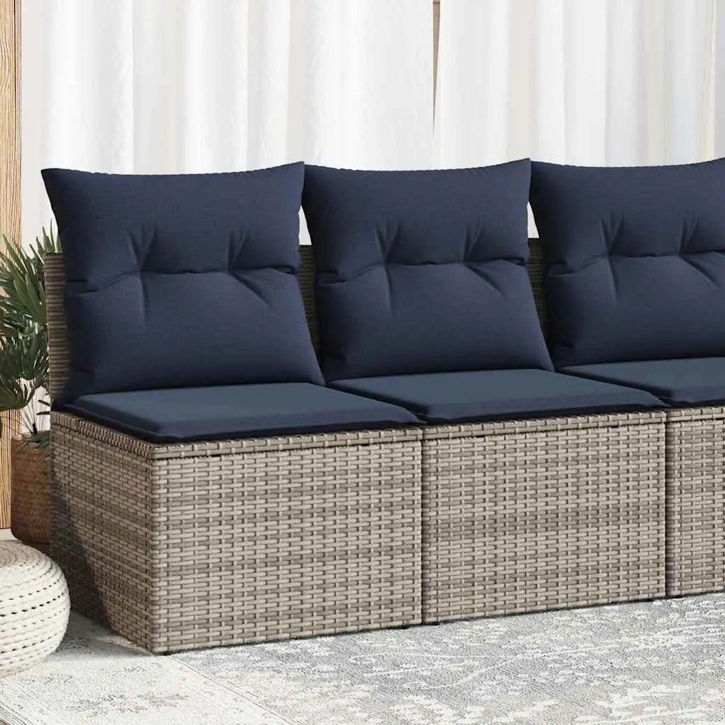 2 pcs conjunto sofás jardim almofadões vime PE/acácia cinzento
