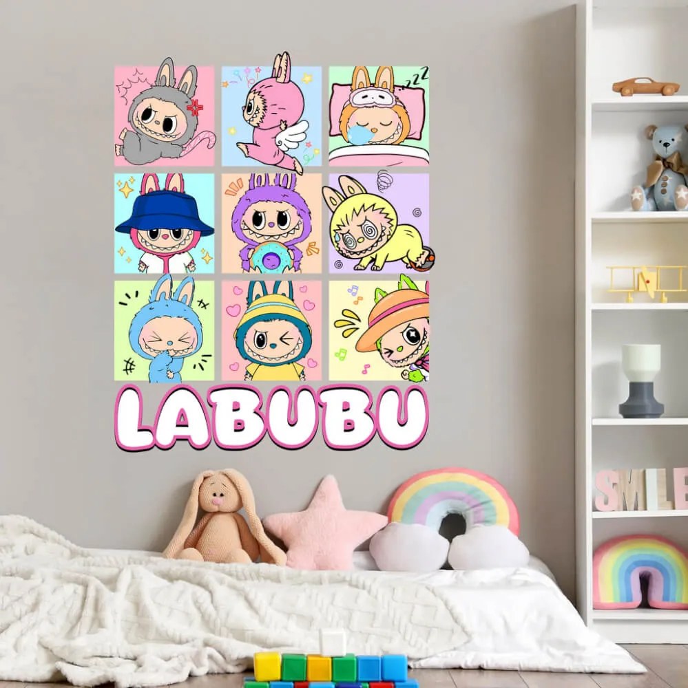 Autocolante Labubu – Decoração de parede divertida