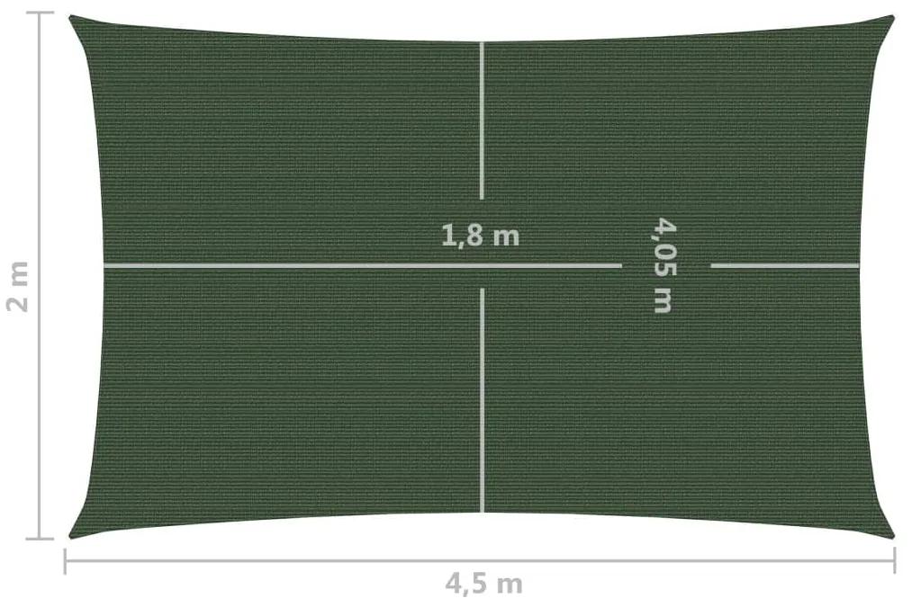 Para-sol estilo vela 160 g/m² 2x4,5 m PEAD verde-escuro