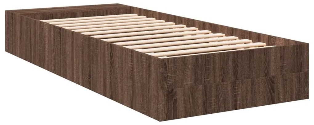 Estrutura de cama 90x200 cm derivados madeira carvalho castanho