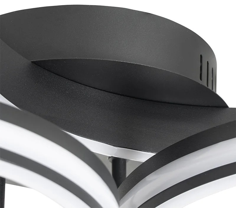 Candeeiro de teto preto com LED 3-passos regulável 3-luzes - Navara Design