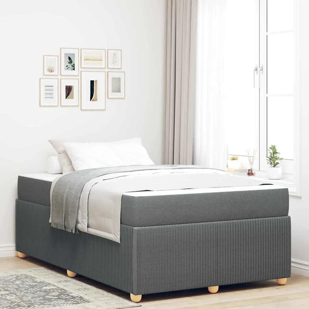 vidaXL Estrutura de cama com colchão Cinzento escuro 120 x 190 cm