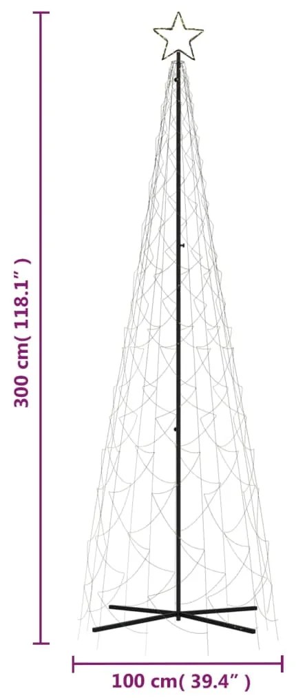 Árvore de Natal em cone 500 luzes LED 100x300 cm branco quente