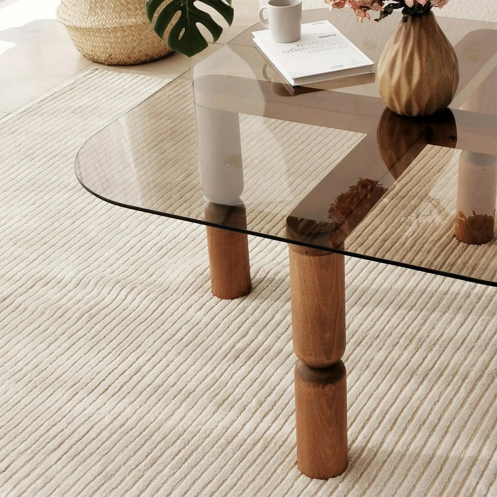 Mesa de Café Kei – Nogueira e Bronze – 80cm x 40cm x 80cm