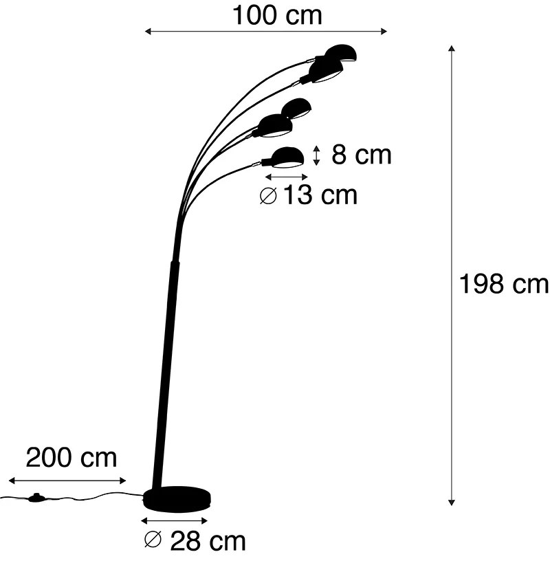 Candeeiro de pé inteligente preto 5 luzes incl. Wifi B35 - Sixties