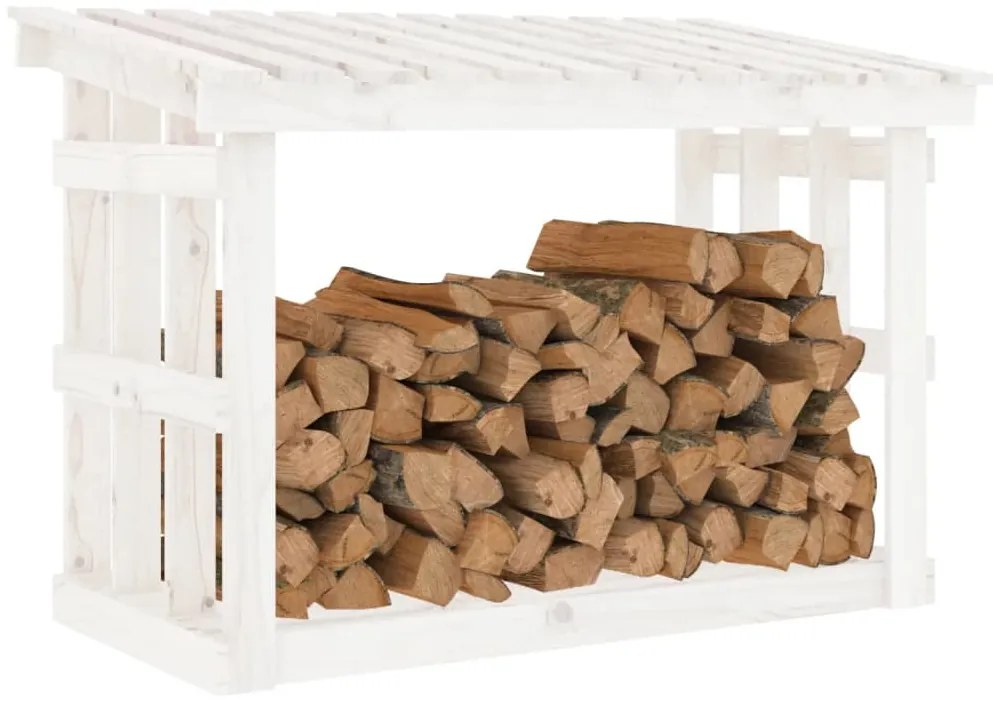 Suporte para lenha 108x64,5x77 cm pinho maciço branco