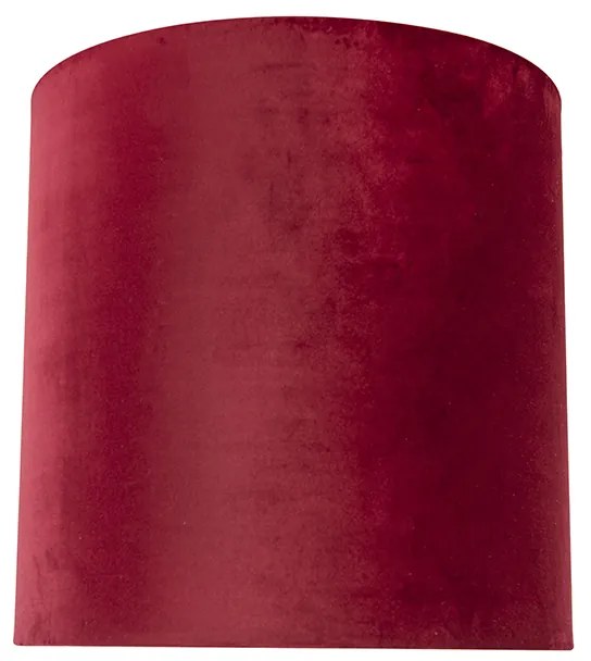 Abajur de veludo vermelho 40/40/40 com interior dourado