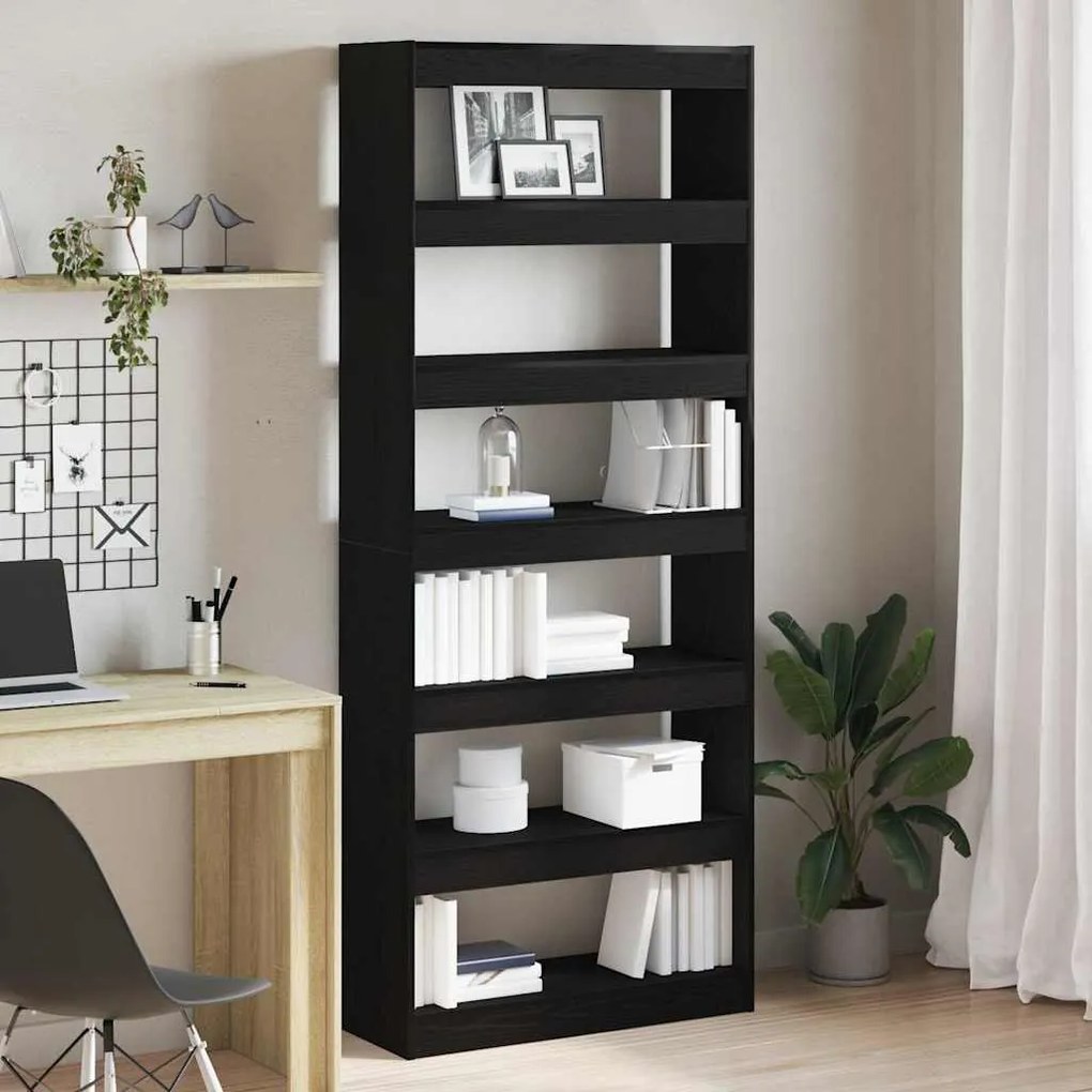 vidaXL Gabinete de Livros Carvalho Preto 80 x 30 x 198 cm