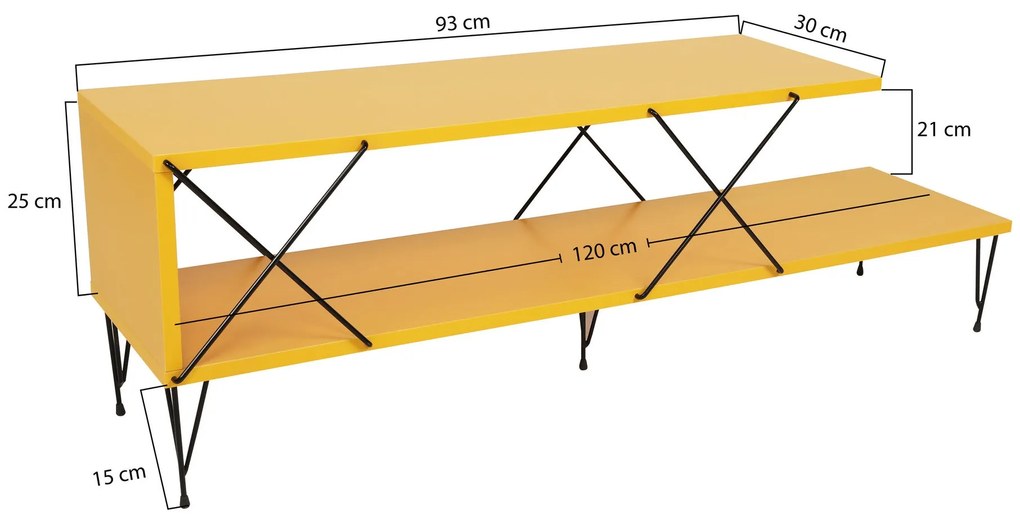 Móvel TV Street – Amarelo – 120x40x30 cm