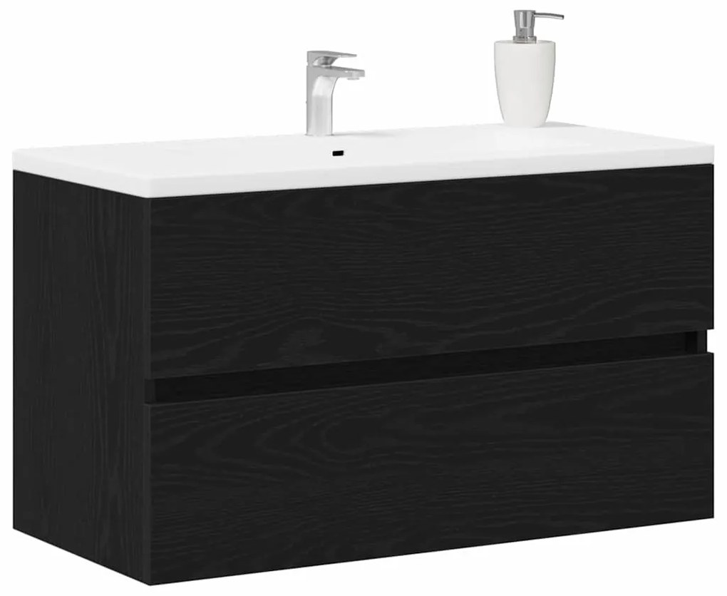 Armário de Pia Carvalho Preto 80x38.5x45 cm Madeira Engenharia