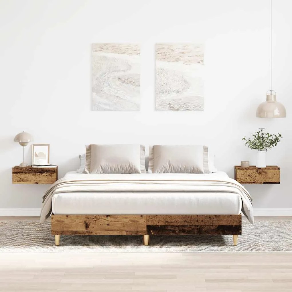Estrutura de cama sem colchão 140x200 cm madeira velha