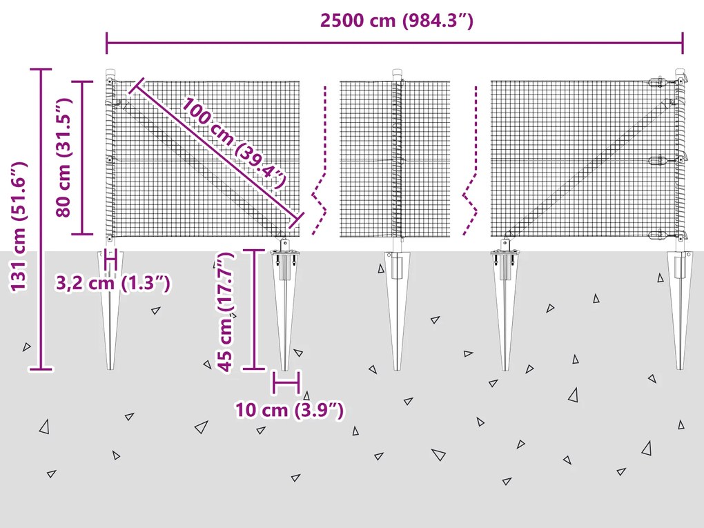 Cerca de Arame Soldado com 13 Postes de Estaca Verde 0,8x25 m Aço