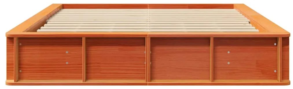 Cama com Armazenamento Elevável - Castanho Encerado - 150 x 200 cm - M